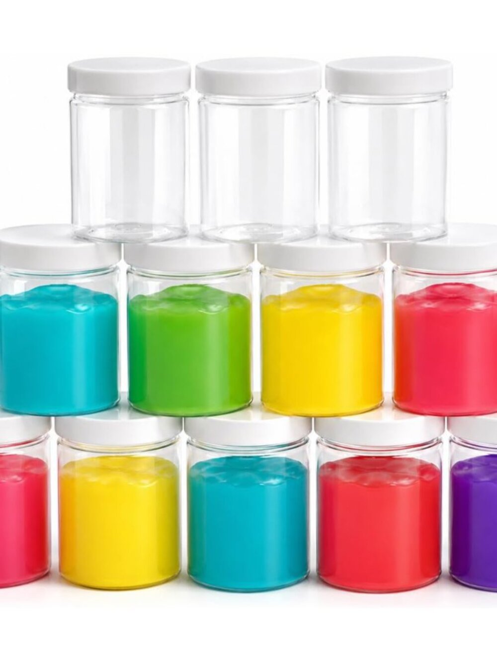 6 oz Plastic Jars with White Lids, 12pk Slime Containers